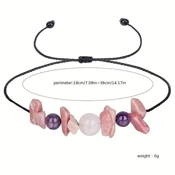 Natural Healing Stone Beaded Adjustment Bracelet Crystal Love Yourself Bracelet - Picture 2 of 2